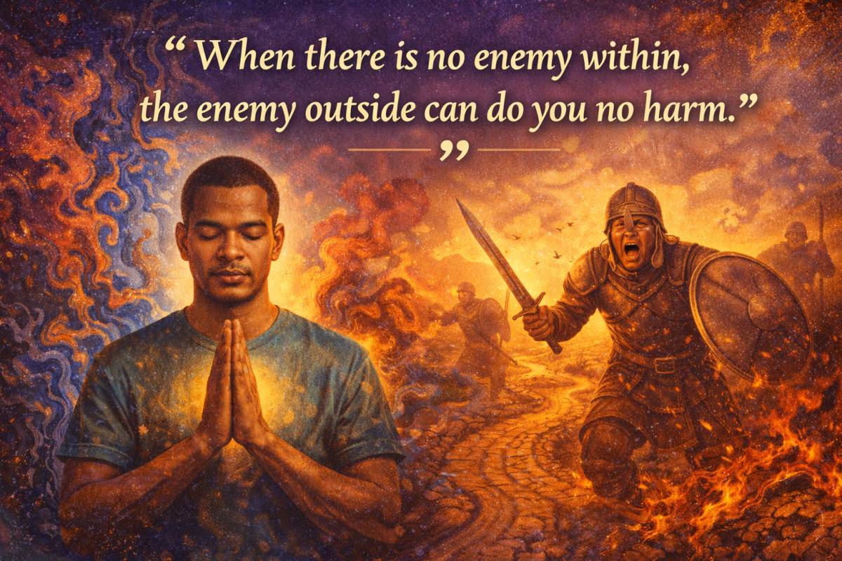 “When there is no enemy within, the enemy outside can do you no harm.”
The greatest battles are oft...