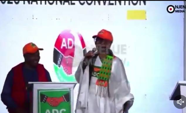 Former APC Chieftain John Oyegun mistakenly shouts "APC" at ADC National Convention