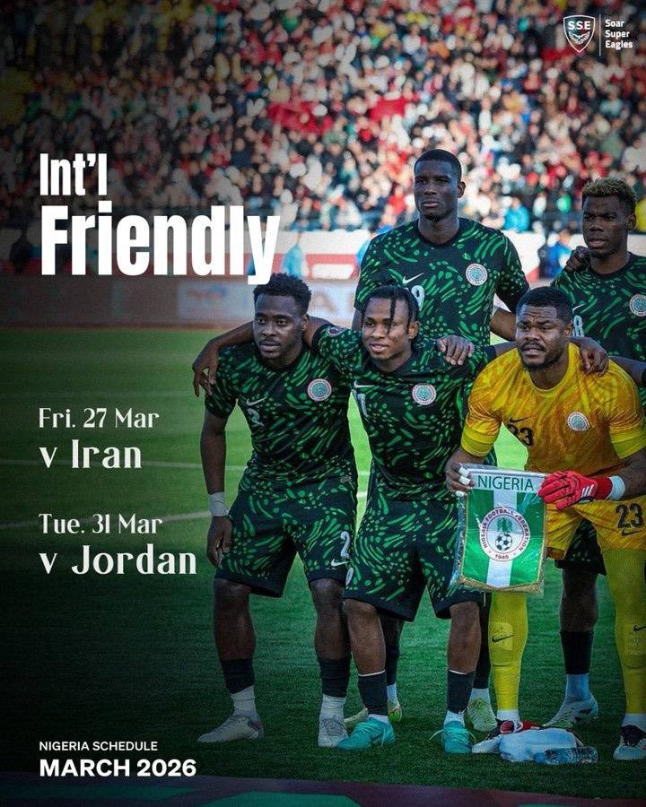 The Super Eagles of Nigeria ๐ณ๐ฌ will play Iran and Jordan in Amman next month