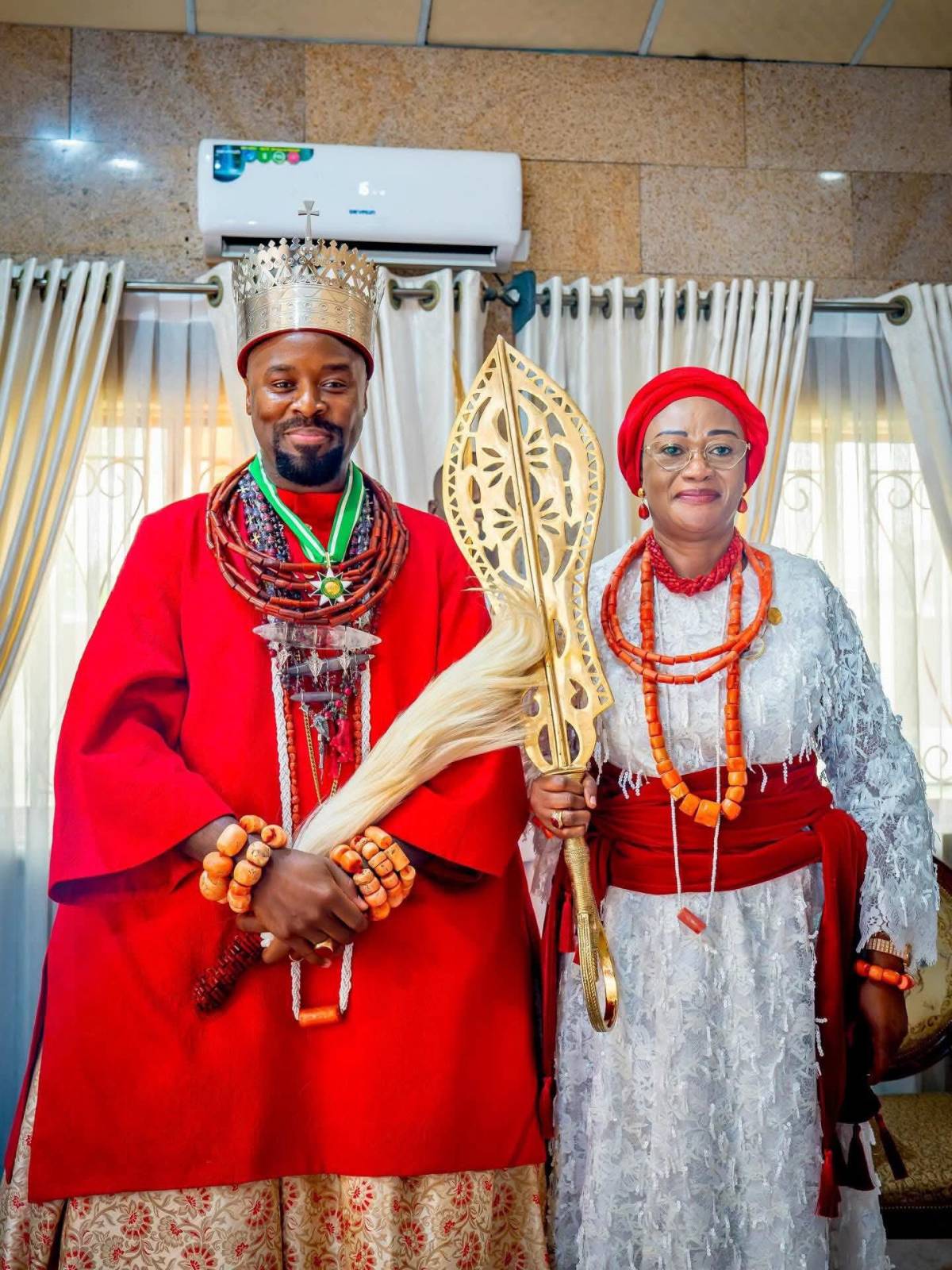 First Lady Remi Tinubu and the Olu of Warri during her chieftaincy title ceremony