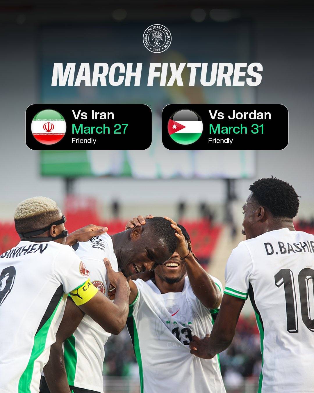 Super eagles of Nigeria ๐ณ๐ฌ to play against Iran on march 27, 2026
