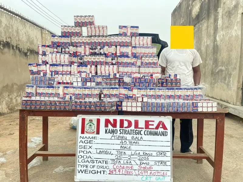The National Drug Law Enforcement Agency (NDLEA), Kano Strategic Command, says it has arrested a 45-...