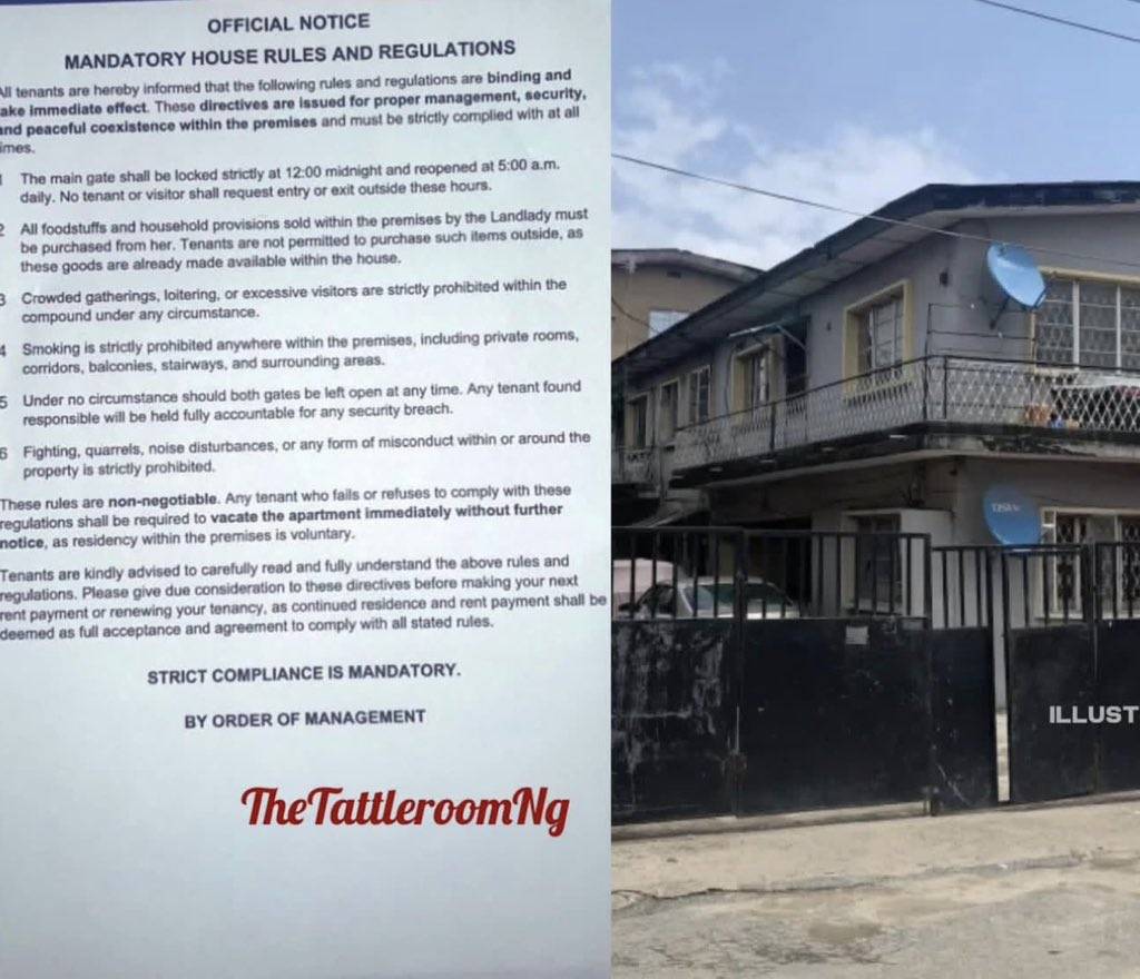 A Nigerian Landlord bans his tenants from buying food and provisions outside, insisting they must on...