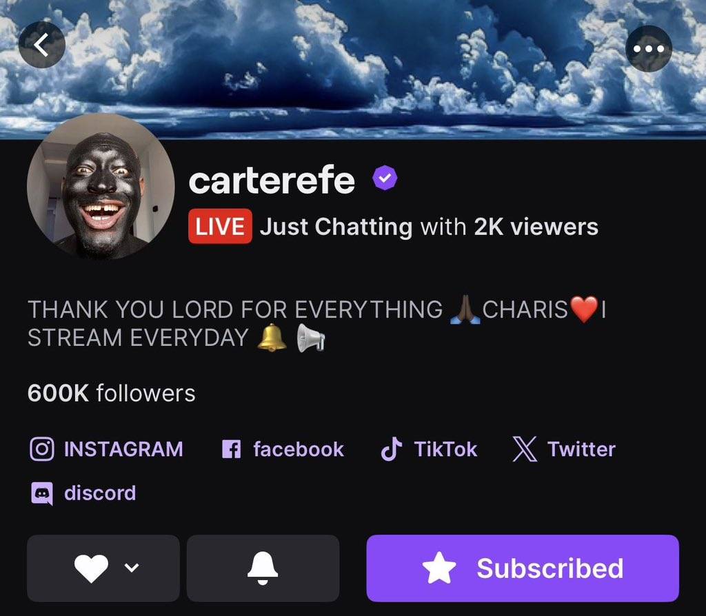 Carterefe has hit 600k followers on Twitch, and he’s the first and the most followed African streame...