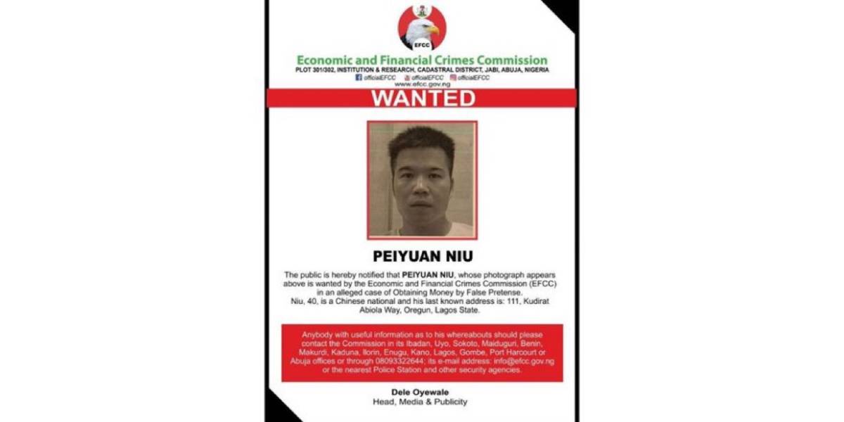 EFCC declares 40-year-old Chinese National Wanted for Alleged Involvement in Fraud