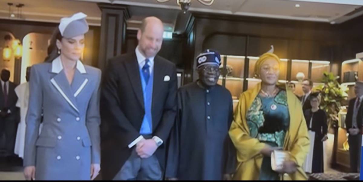 Prince William and Princess Catherine meet and greet the Nigerian President Bola Ahmed Tinubu and Fi...