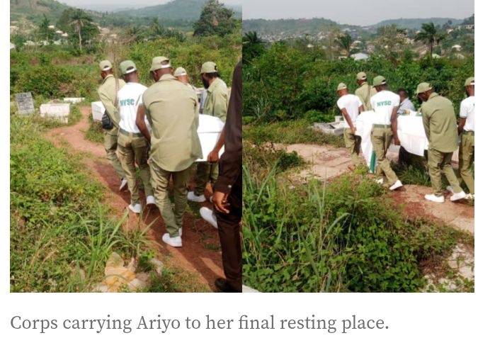 Female corps member, Victoria Ariyo, serving under the Abeokuta South Local Government Area (LGA) d...