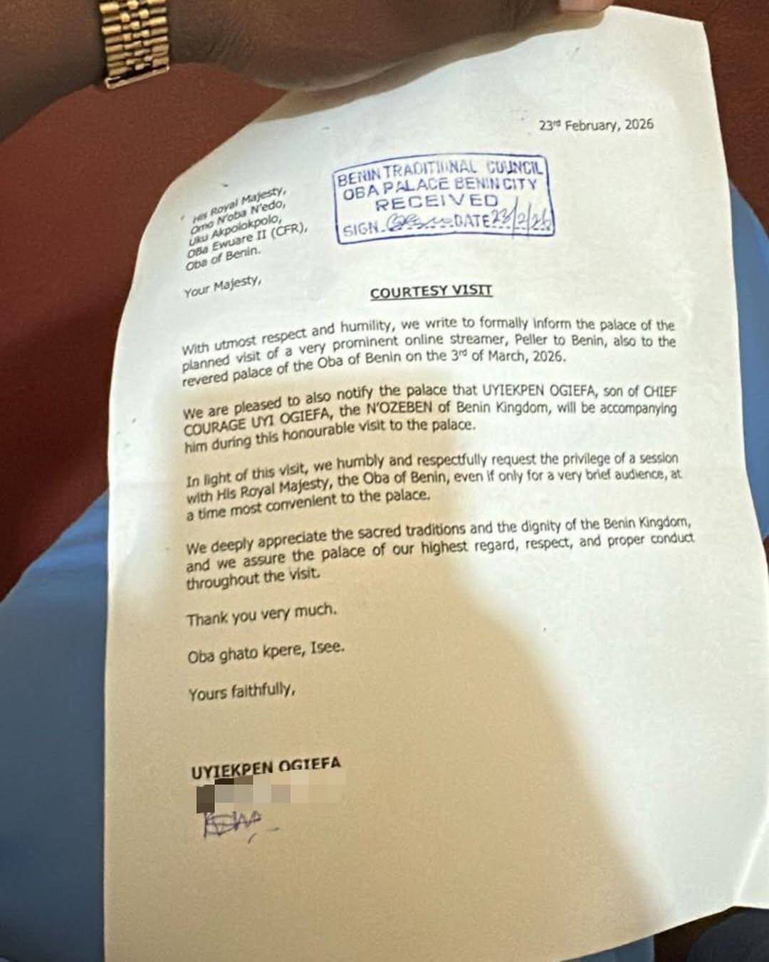 Peller’s team addresses Benin Traditional Council statement concerning unauthorized access to the pa...