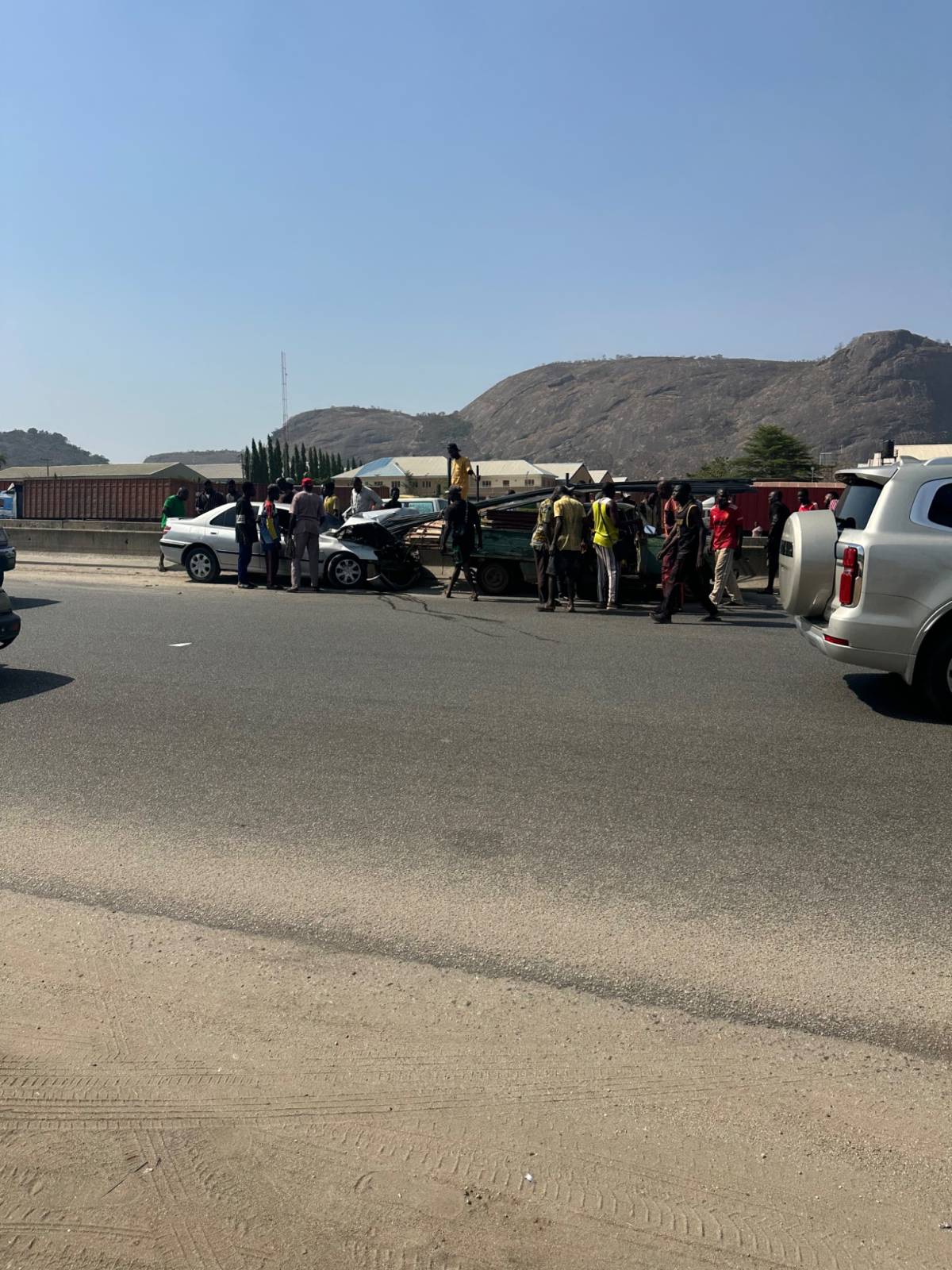 Accident along Zuba - AYA road, Abuja as two commuters were injured