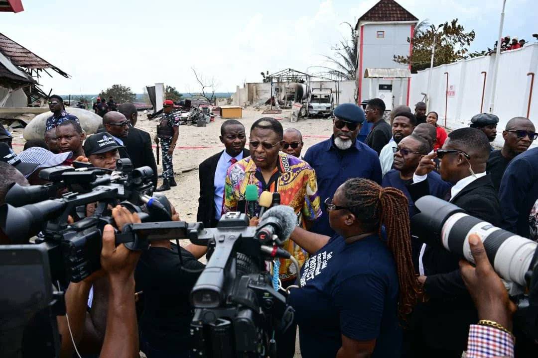 Governor Bassey Otu of Cross River State has visited the scene of the gas fire explosion which occur...