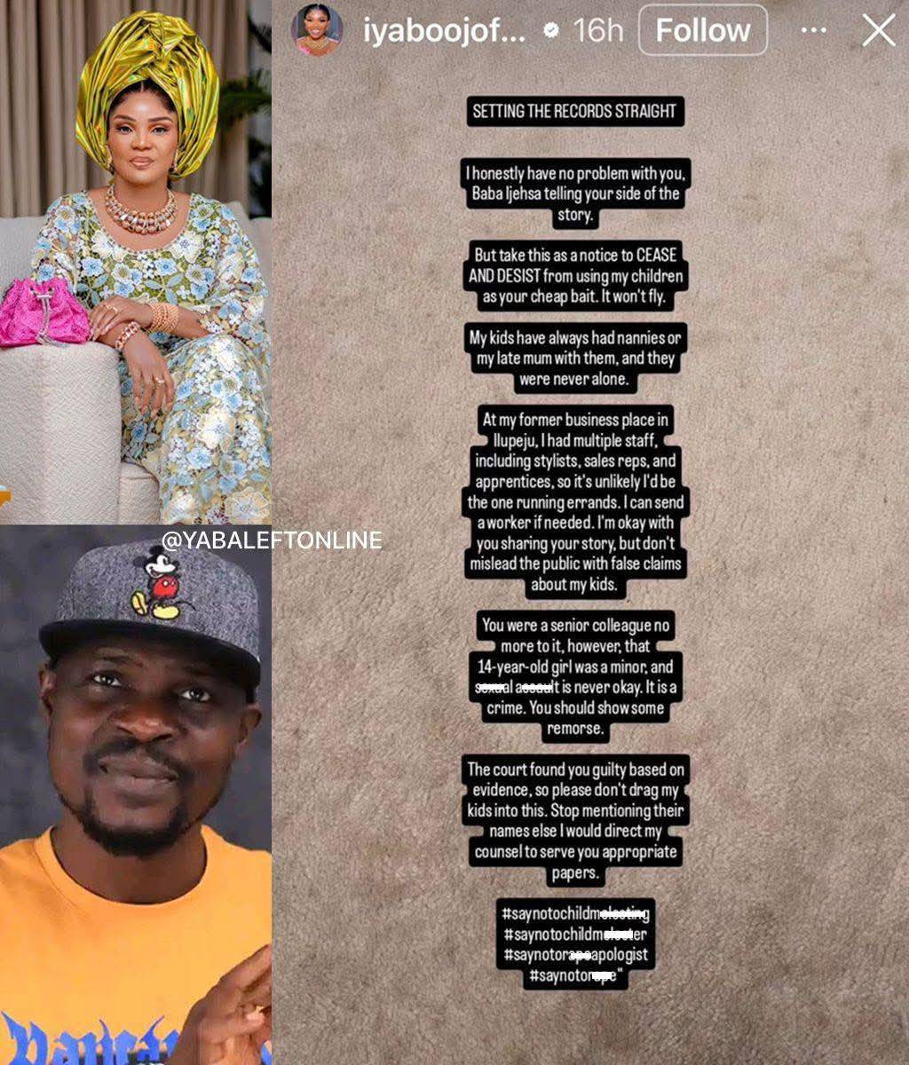 "Don't use my children as your cheat bait, it won't fly" - Actress Iyabo Ojo warns Baba Ijesha after...