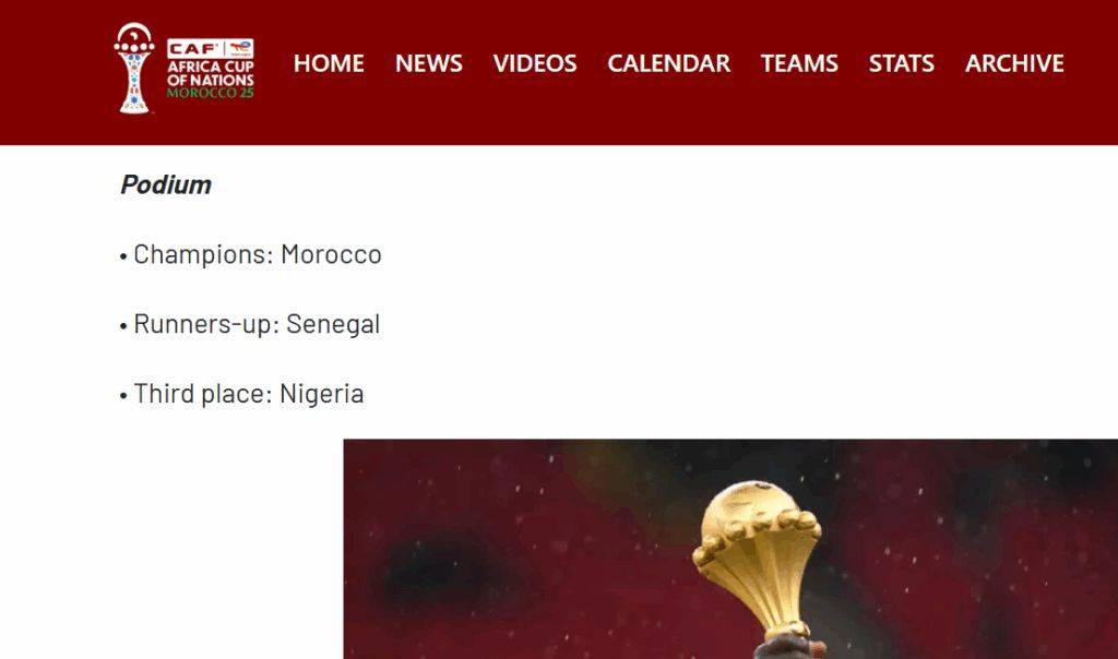 CAF updates AFCON 2025 records and names  Morocco as Champions
