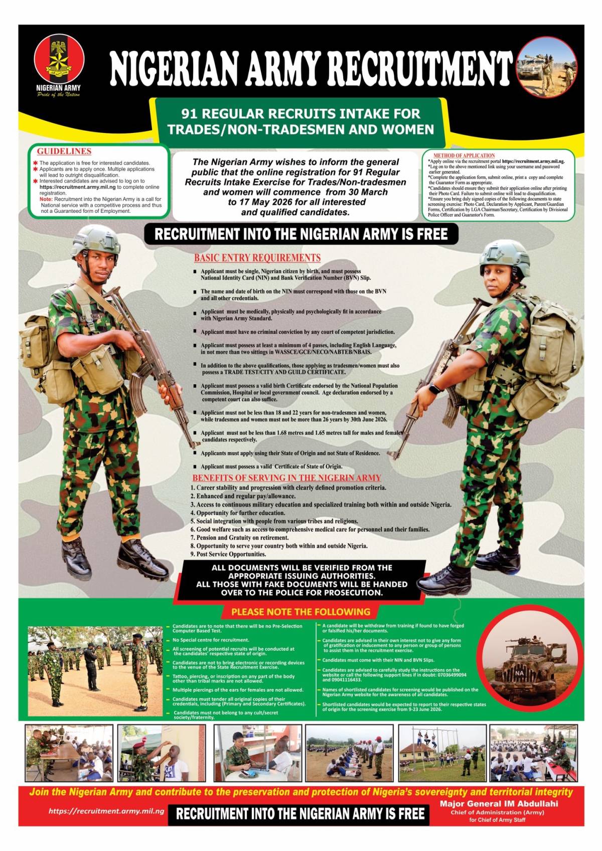Nigeria Army starts recruiting civilians into the army