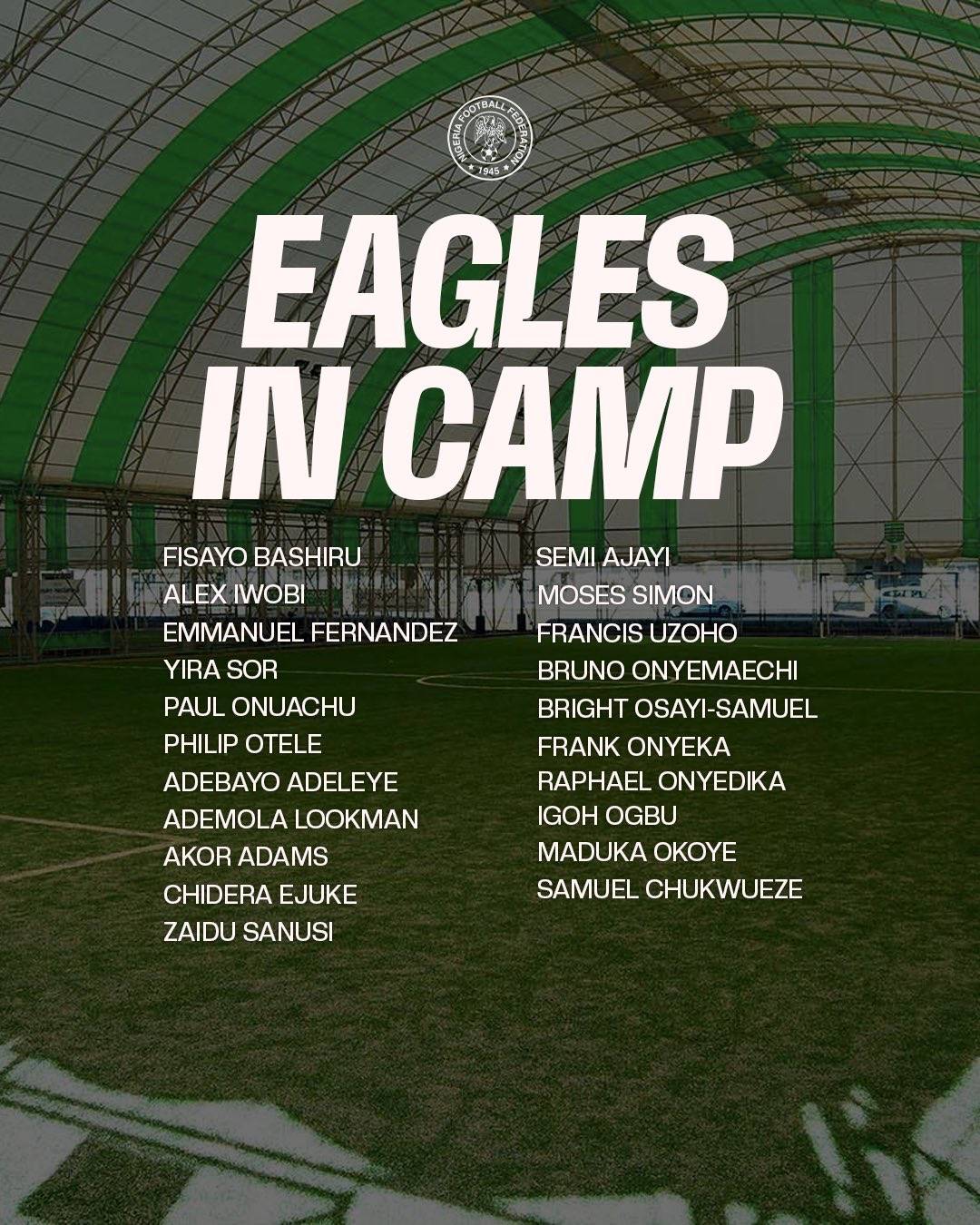 List of Super Eagles ๐ฆ
players that have arrived in Antalya camp in turkey