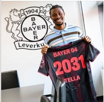 Bayer Leverkusen have announced that Nigerian winger Nathan Tella has extended his contract to 2031.