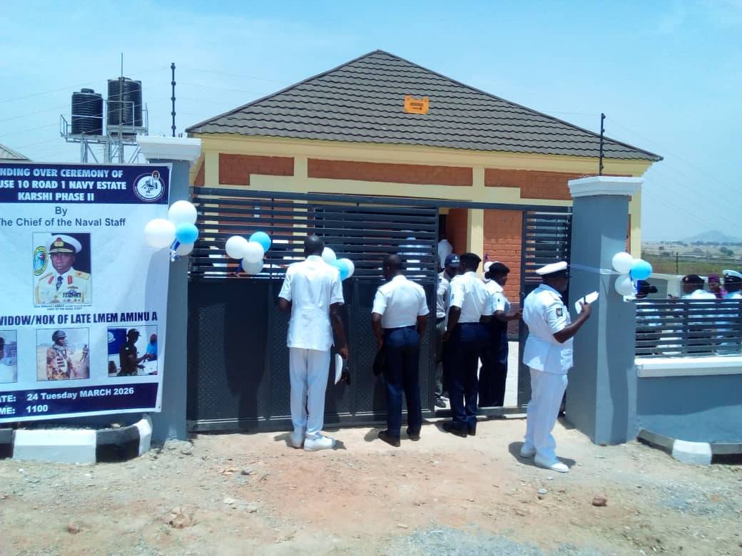 The Nigerian Navy has donated a two-bedroom bungalow to the family of a deceased rating, Leading Sea...