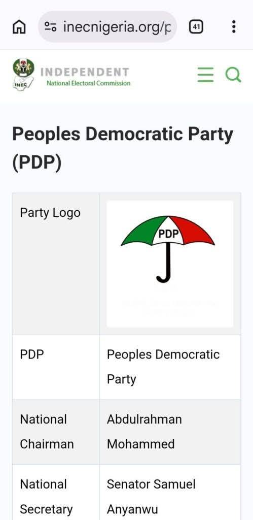 INEC has officially recognized the Wike-backed PDP NWC, listing the new leadership, including Abdulr...