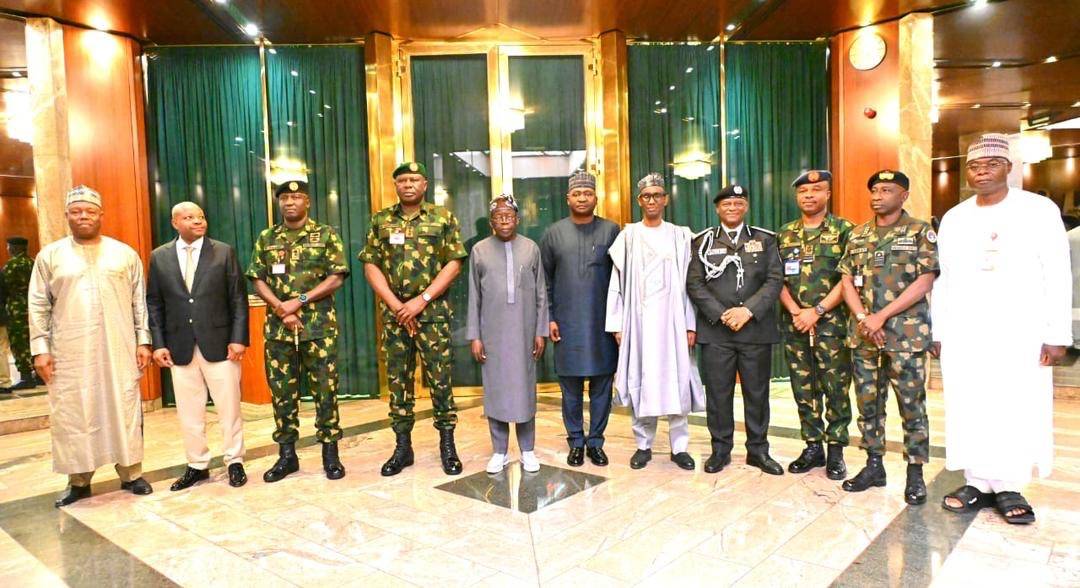 President Bola Tinubu today met with top security and intelligence chiefs over the deteriorating sec...