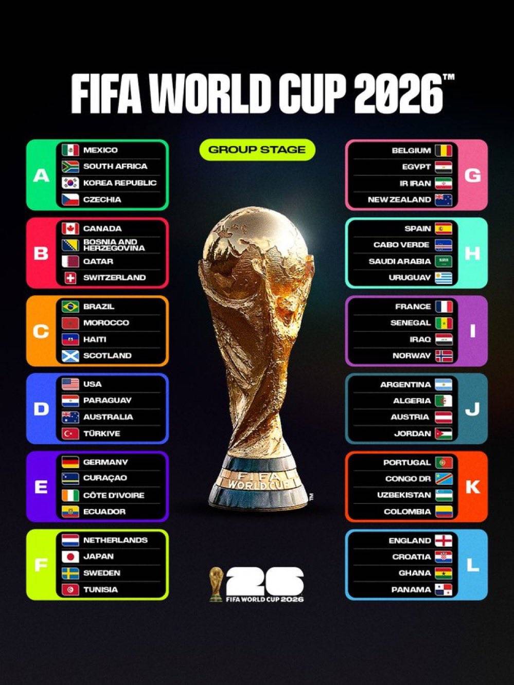 All teams playing at the FIFA World Cup