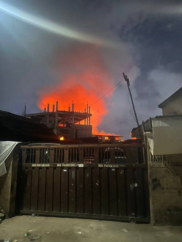 Fire outbreak at a market in the Yaba area of Lagos  state.