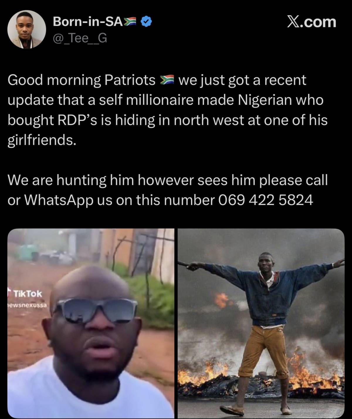 South Africans are now calling for attack on Nigerian π³π¬ man based in South Africa πΏπ¦