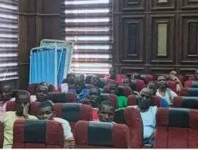 The Federal High Court in Abuja today began the mass trial of suspected terrorists charged with terr...