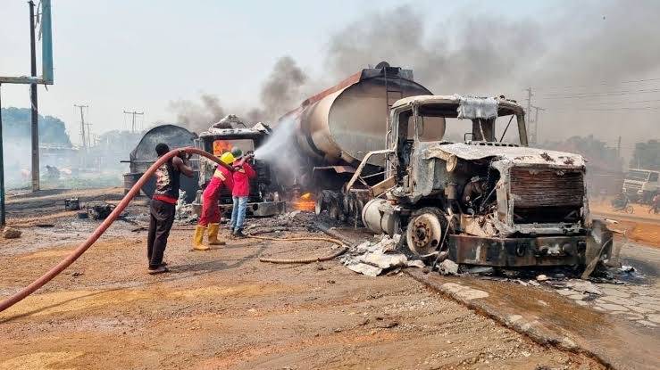 A petrol tanker caught fire at Sabon Gari Zaria at a filling station. Report from the National Emerg...