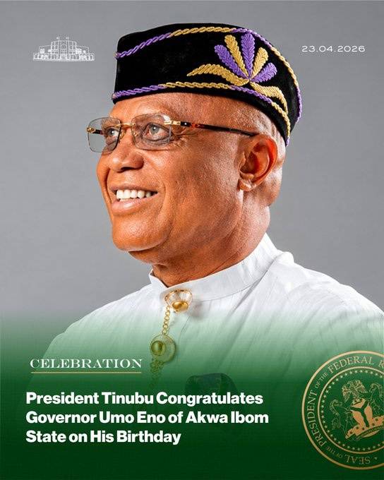 President Bola Tinubu Congratulates Governor Umo Eno of Akwa Ibom State on His Birthday.
