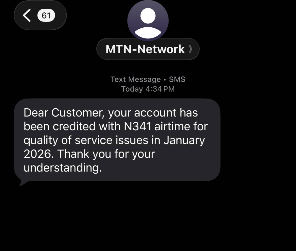 MTN begins to credit its subscribers for quality of service issues in January 2026