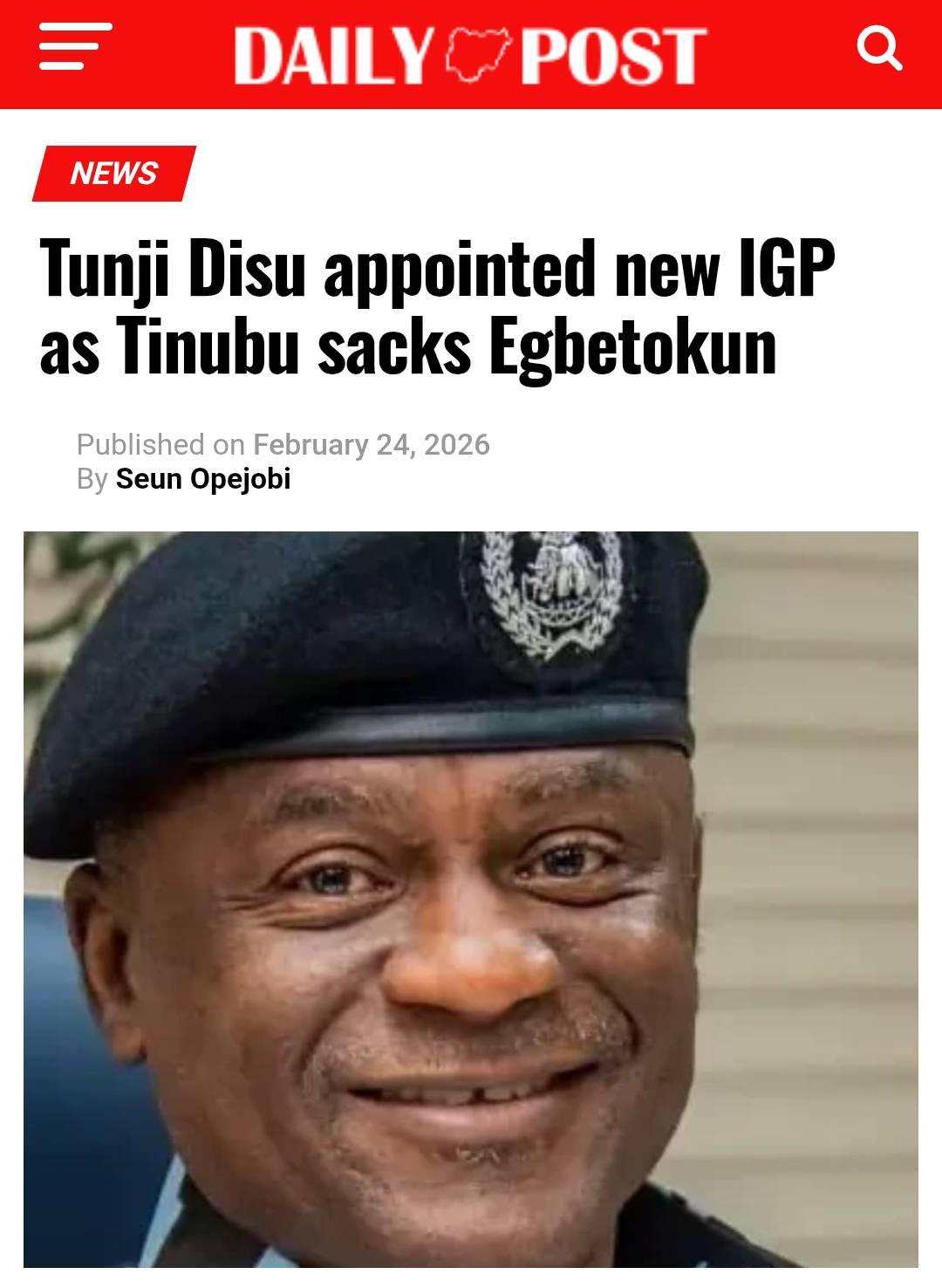 The new inspector general of police