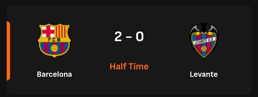 Half-Time
Barcelona 2:0 Levente
#LaLiga
