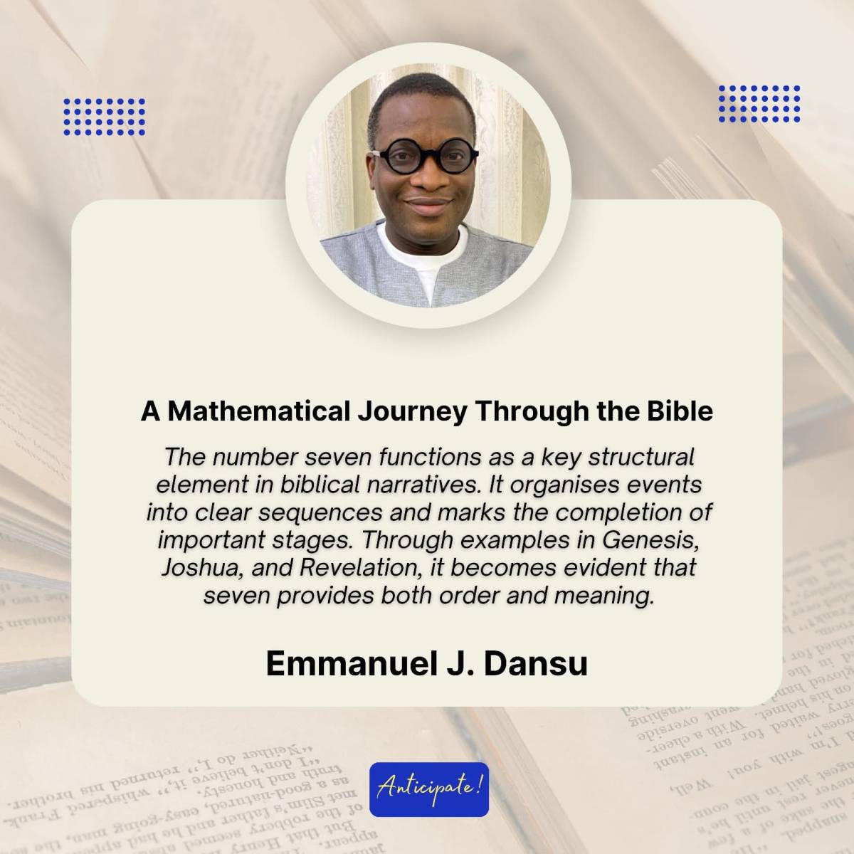 The number seven functions as a key structural element in biblical narratives. It organises events i...