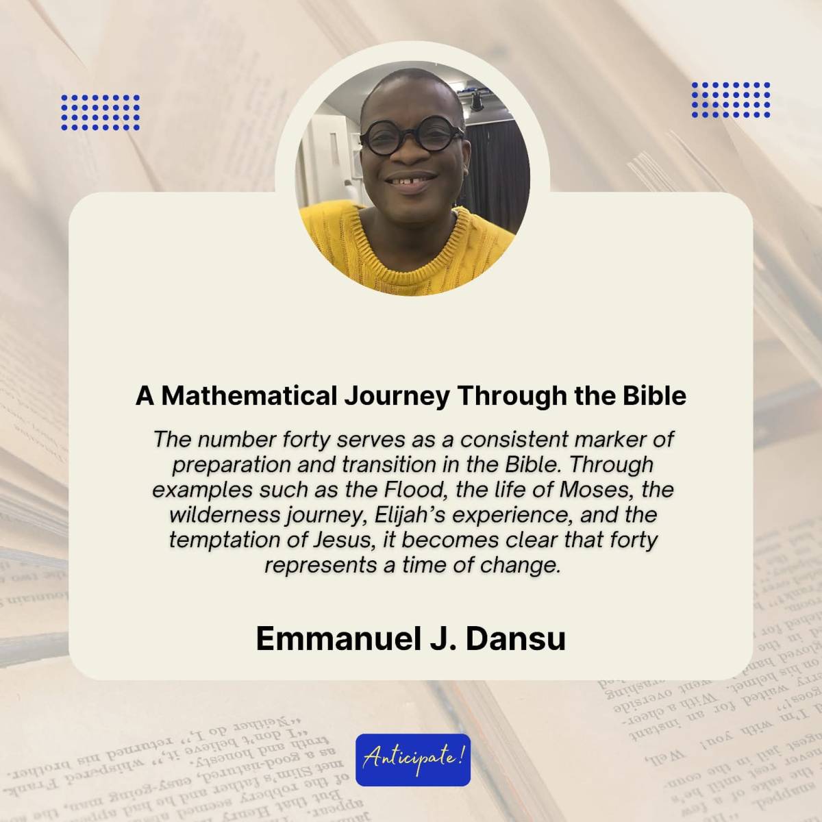 The number forty serves as a consistent marker of preparation and transition in the Bible. Through e...