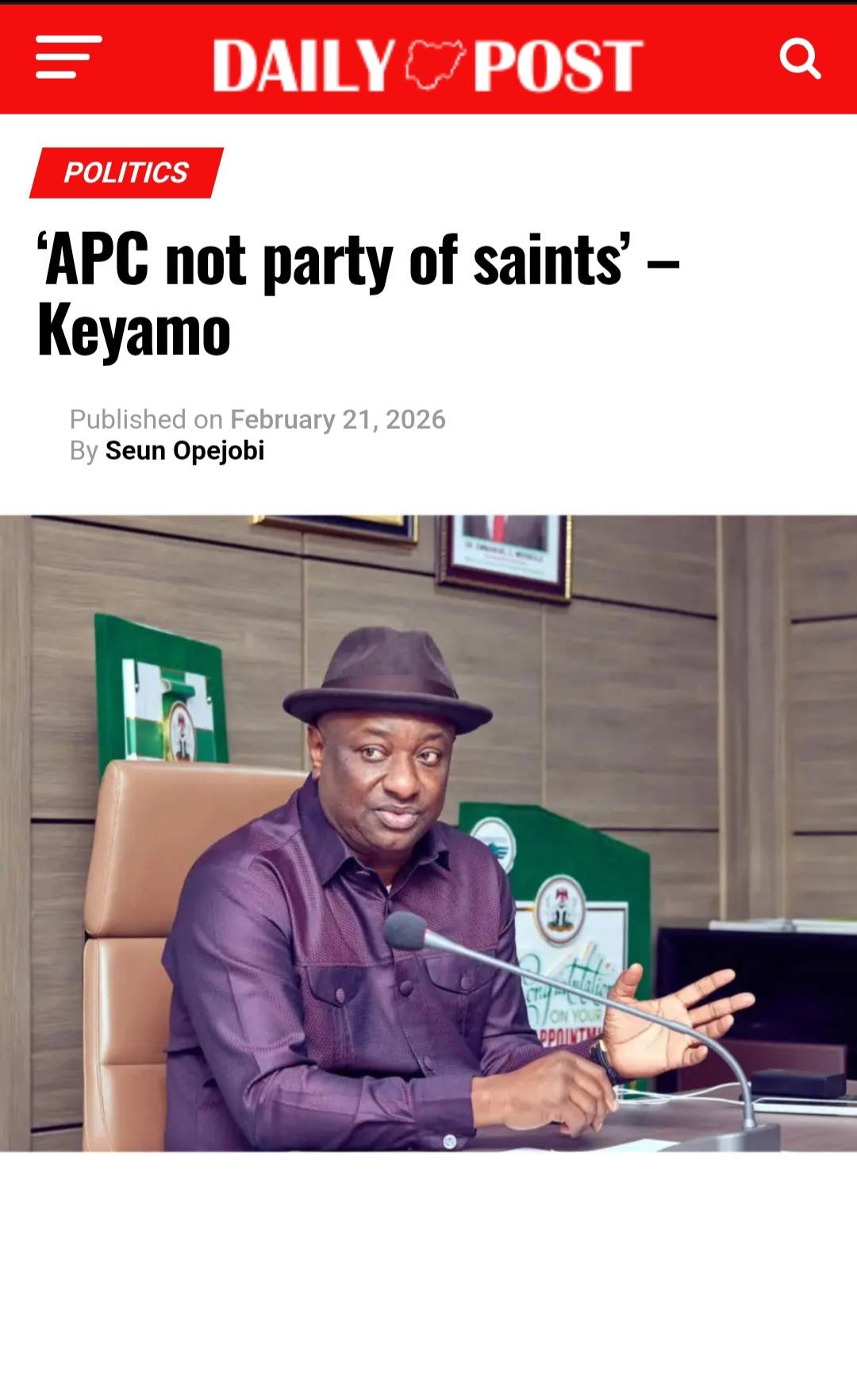 Minister of Aviation and Aerospace Development, Festus Keyamo has said the All Progressives Congress...