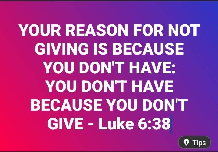 Luke 6:38 (KJV)
Give, and it shall be given unto you...
A powerful reminder of #kingdomprinciples—...