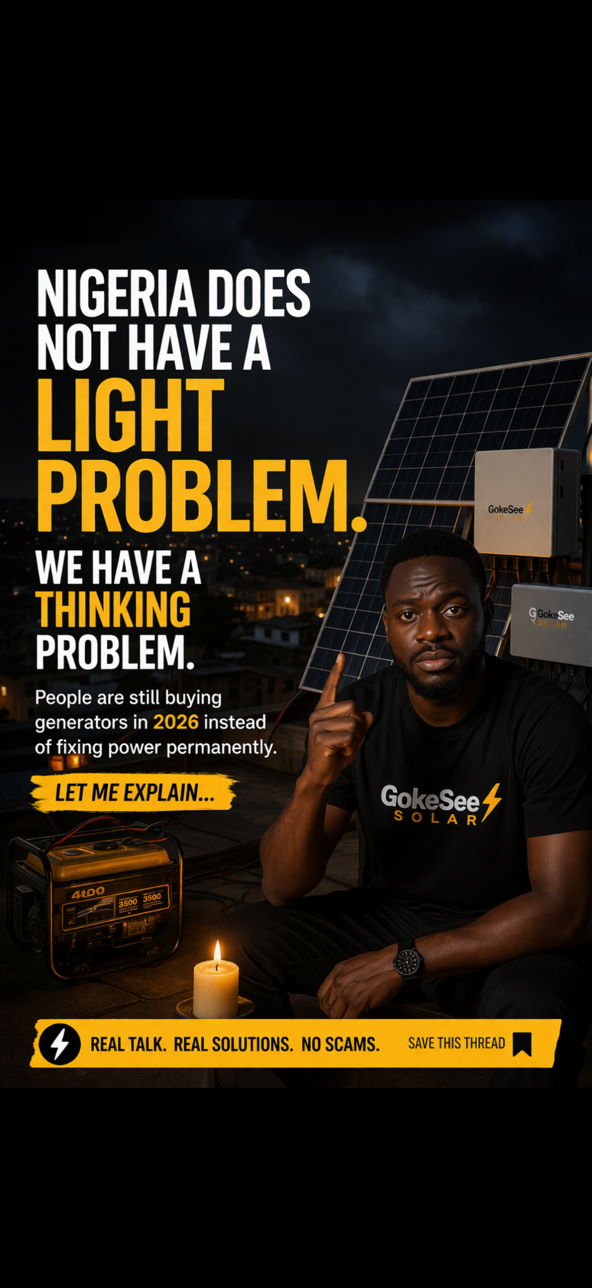 Nigeria does NOT have a light problem.
We have a thinking problem.
People are still buying generat...