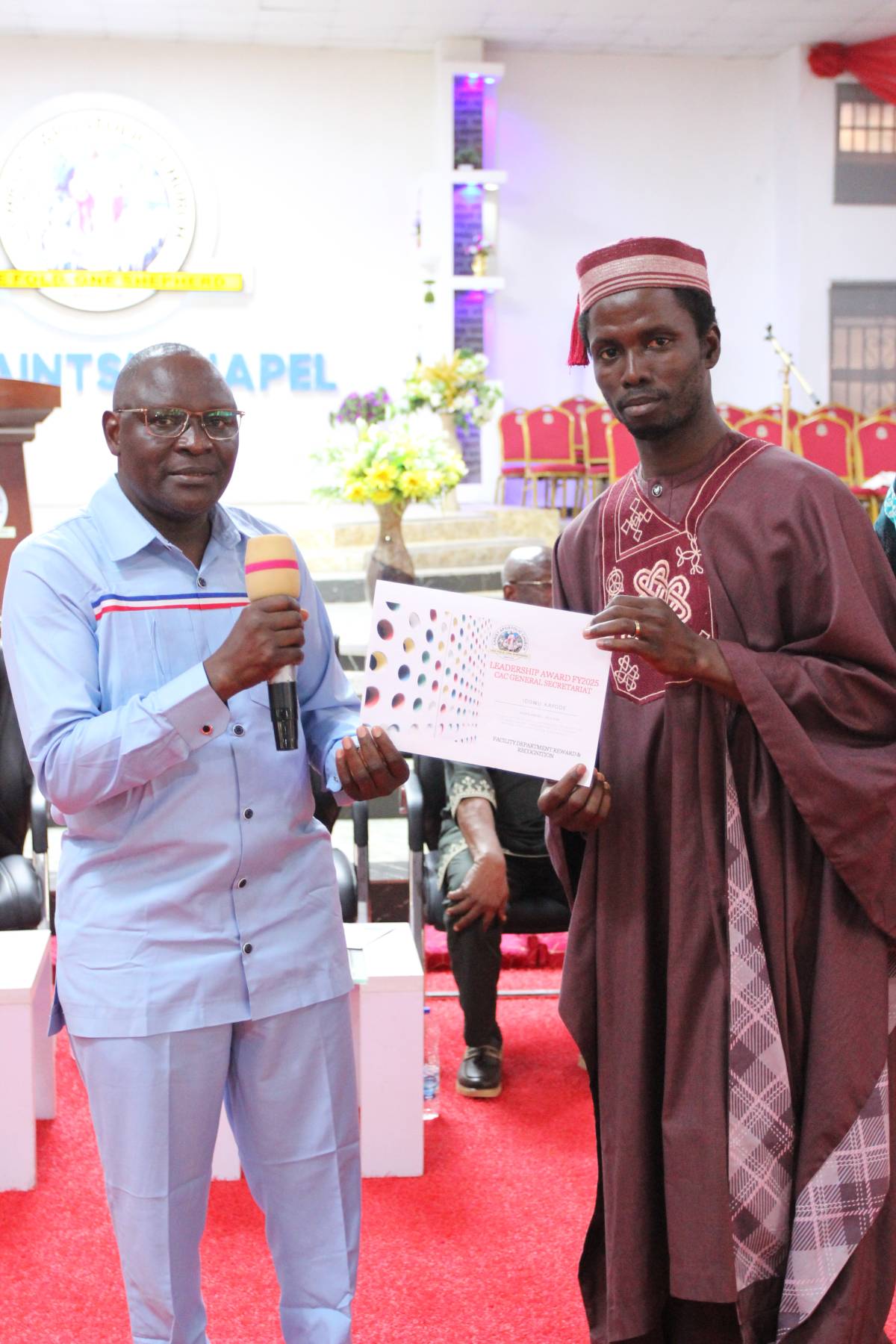 Three months ago Award of Excellence presented by the General Secretary and Director of Youth Affair...