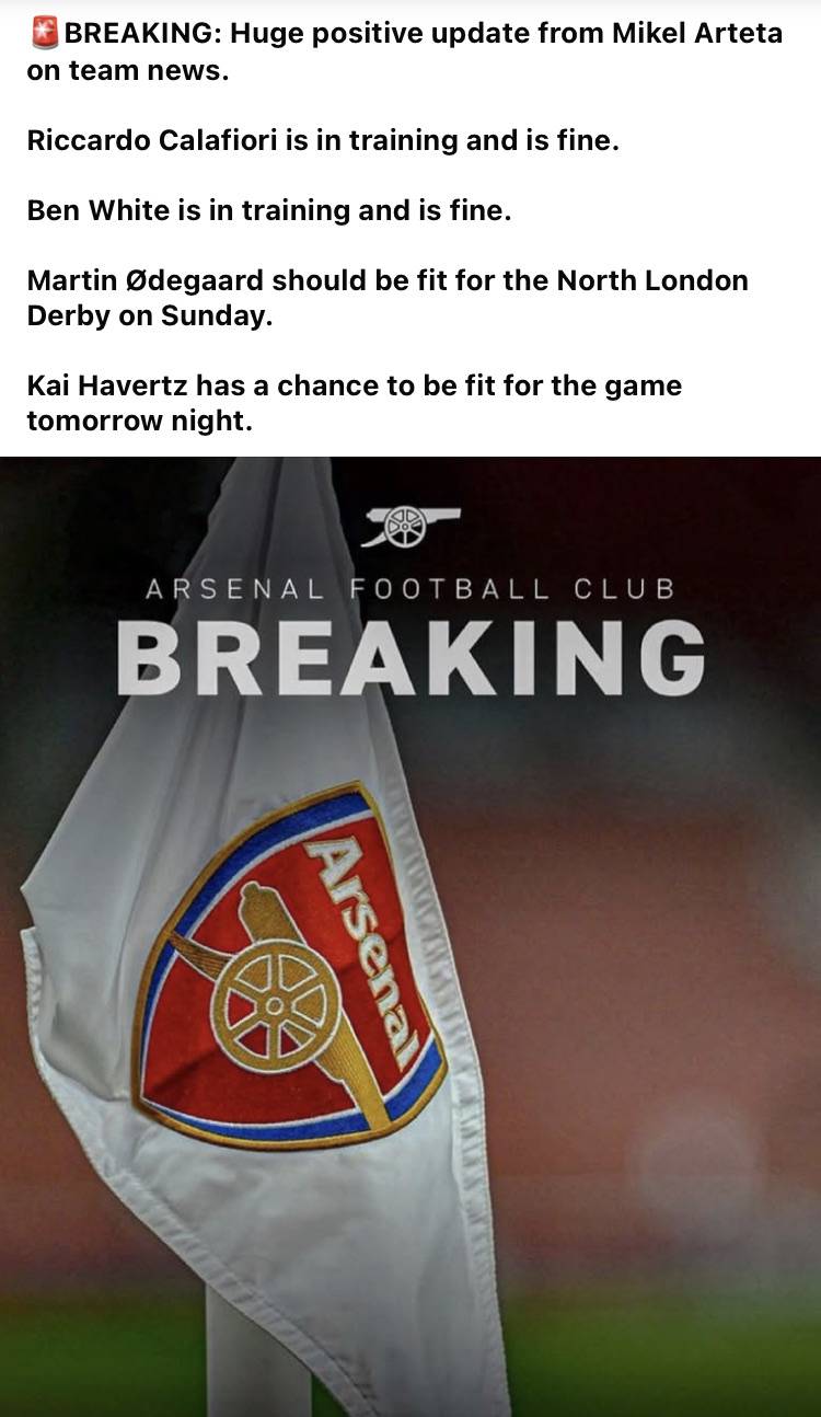 🚨BREAKING: Huge positive update from Mikel Arteta on team news.
Riccardo Calafiori is in training...