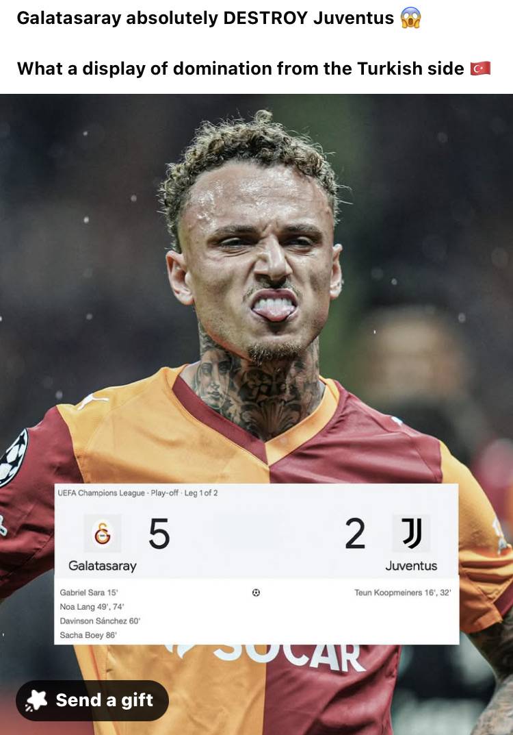 Galatasaray absolutely DESTROY Juventus ๐ฑ
What a display of domination from the Turkish side ๐น๐ท