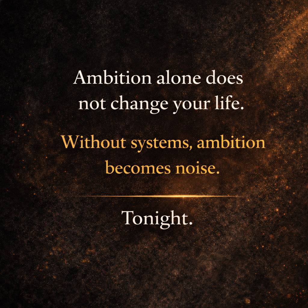 Ambition alone does not change your life.
Without systems, ambition becomes noise.
Tonight.
#BEFOCUS