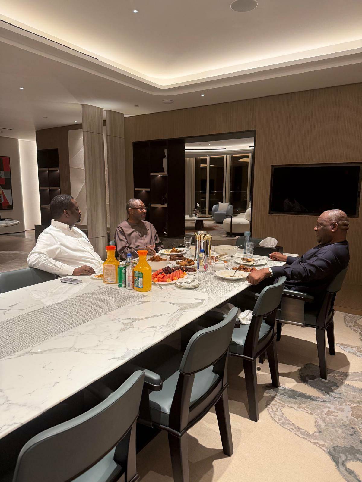 Nigerian Billionaire, Abdul Samad Rabiu hosts billionaire, Femi Otedola for Ramadan Iftar at his hom...
