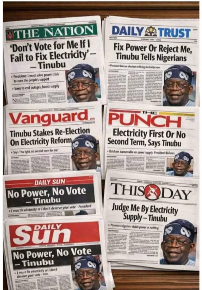 APC!! Don't vote for me if I don't give you 247 Electricity.. Tinubu