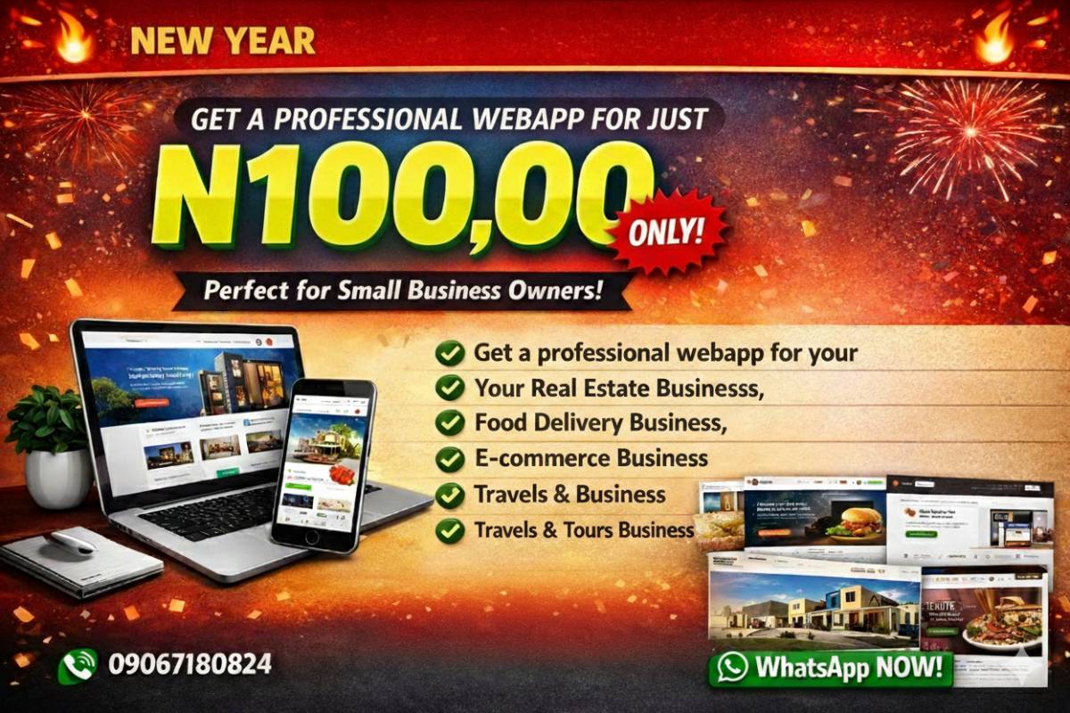 Get a Professional WebApp for Just ₦100,000 ONLY!
Are you a small business owner who wants to look p...