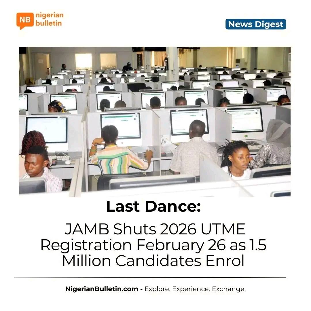 JAMB has fixed February 26 as the final deadline for UTME e-PIN sales, with registration closing Feb...
