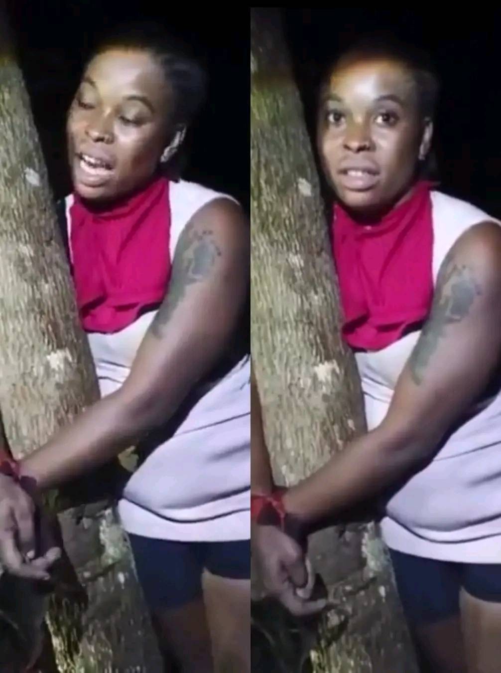 A lady pictured below was reportedly rescued by a local vigilante group in Delta State after a man s...