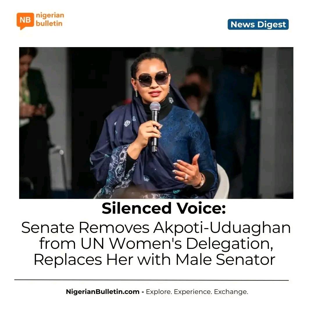Senate removes Natasha Akpoti-Uduaghan from UN women's delegation, replaces her with a male senator....
