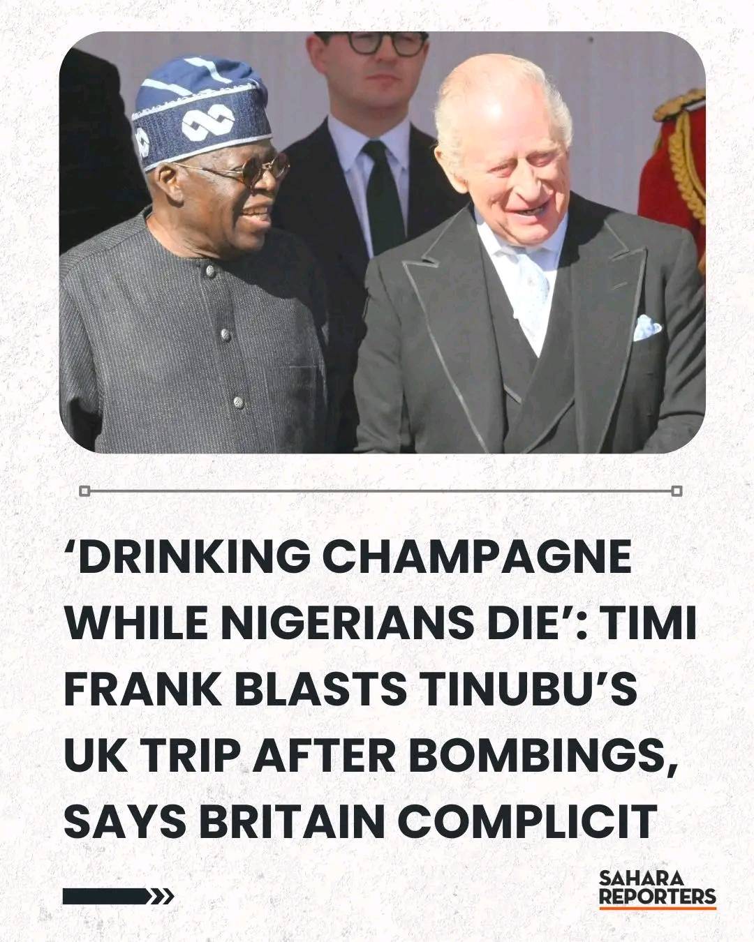 ‘Drinking Champagne While Nigerians Die’: Timi Frank Blasts Tinubu’s UK Trip After Bombings, Says Br...