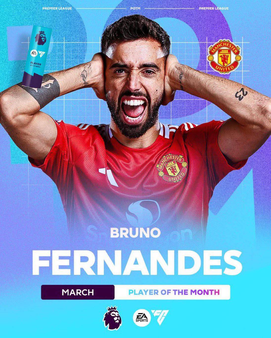 Bruno Fernandes has won the Premier League Player of the Month for March ❤️
