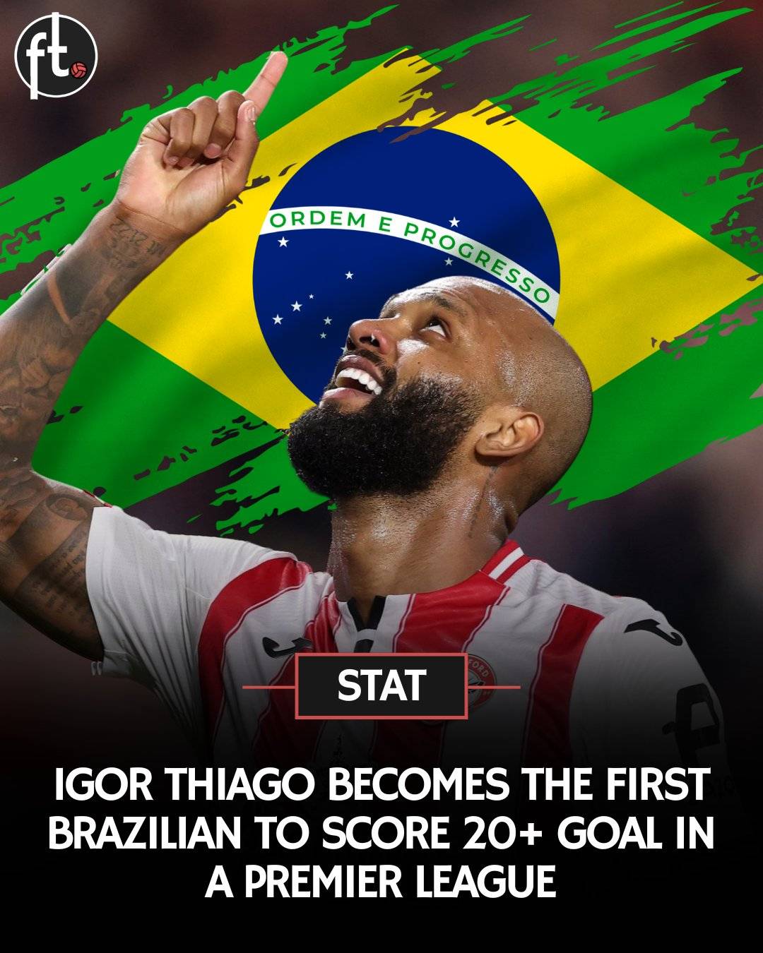 Igor Thiago becomes the ๐๐๐ฅ๐ฆ๐ง Brazilian in history to score 20+ goals in a Premier League season.
M...