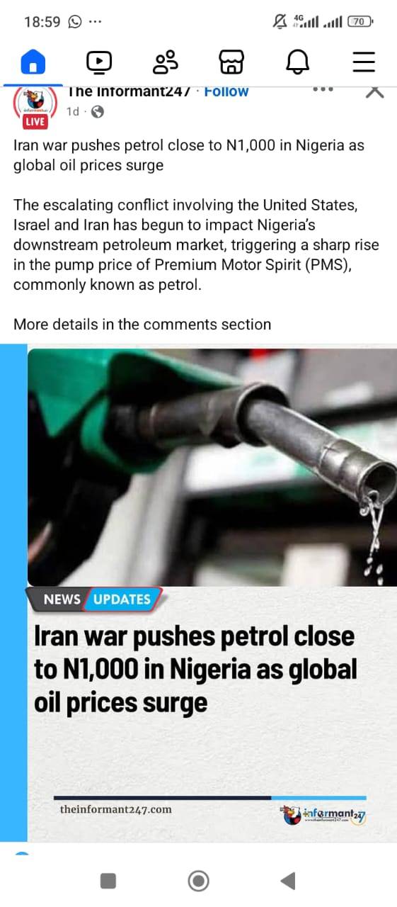 I told those celebrating that the Iranian War was going to bring us increased revenue. Nigeria can't...